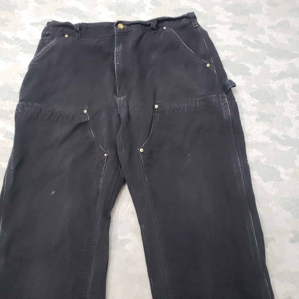 Vintage Carhartt Double Knee Pants Mens 36x34 Black B01 Workwear Made In USA